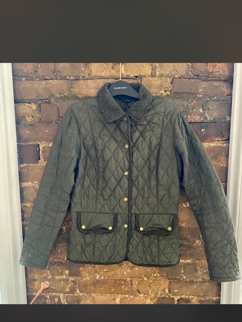 Barbour Olive Green Quilted Utility Jacket